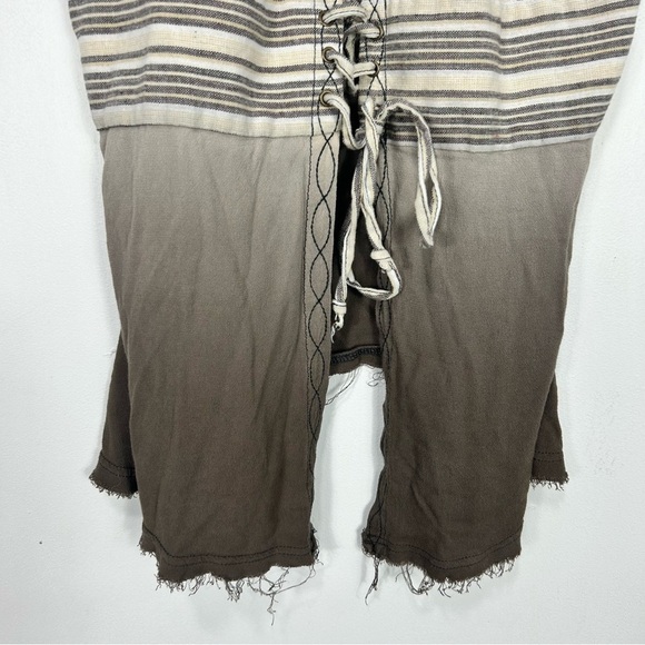 GILDED INTENT by BUCKLE lace up raw hem halter tank top O19 - Picture 2 of 10